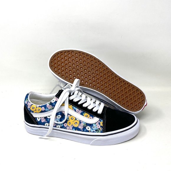 VANS Old Skool Floral Black Shoes Men's Size Canvas Suede Sneakers VN0A5KRFFF1 - Picture 2 of 10